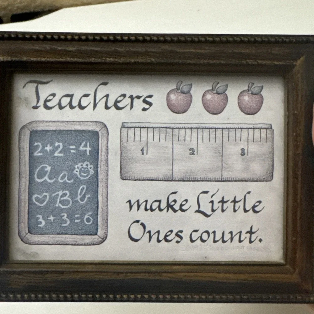 5 Vintage Folk  Art For Teachers Wood  Rustic Country Apple Decor/Frame